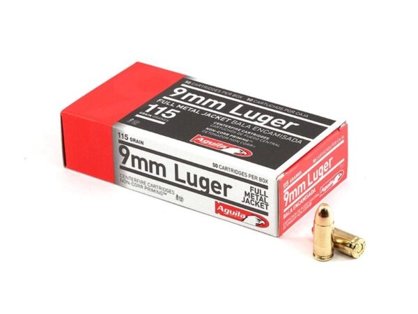 MUNIÇÃO AGUILA FMJ 9MM 115GR – 50 UND.